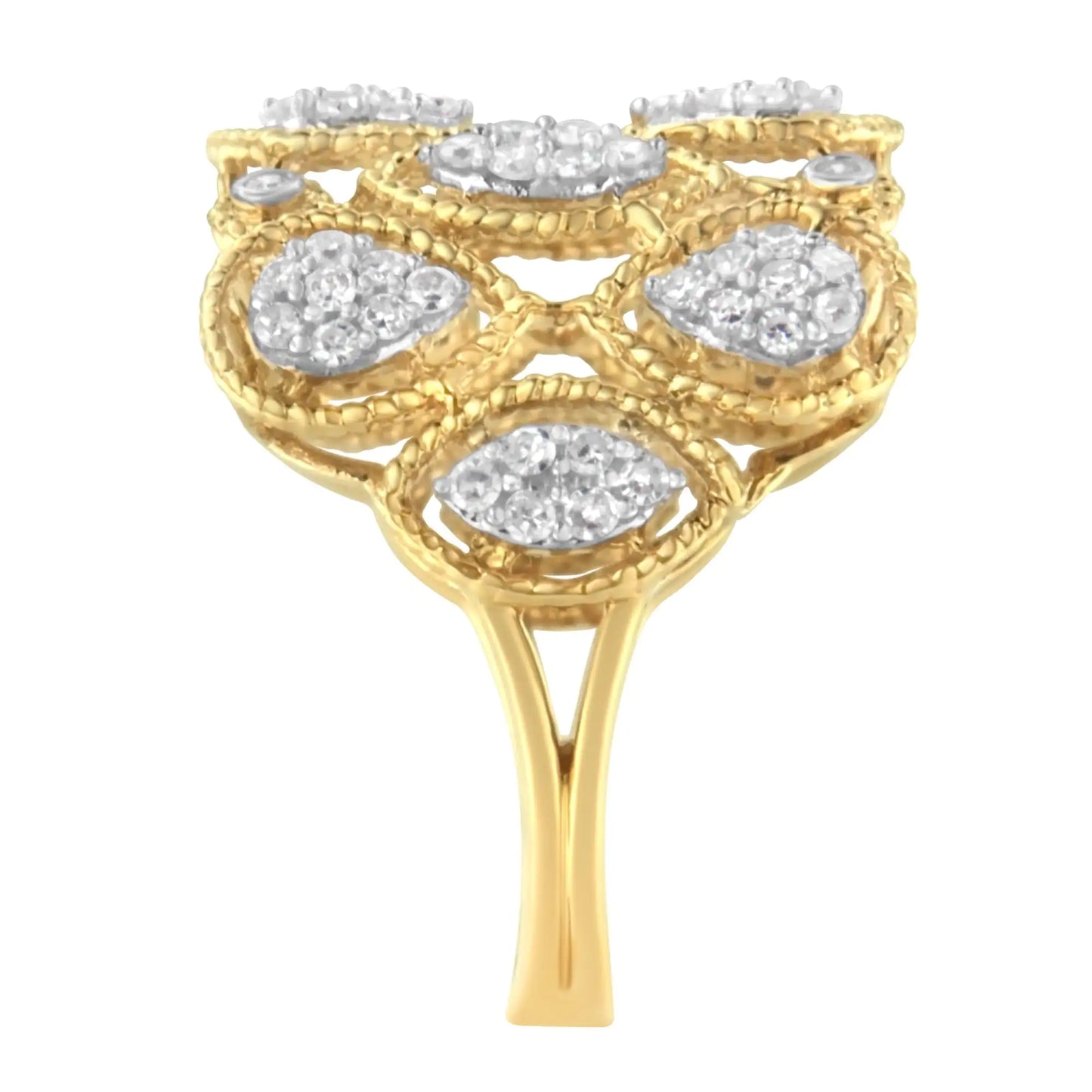 *1 Left* 14K Yellow Gold Diamond Art Deco Ring (1/2 Cttw, H-I Color, I1 Clarity) - Concordia Style Boutique