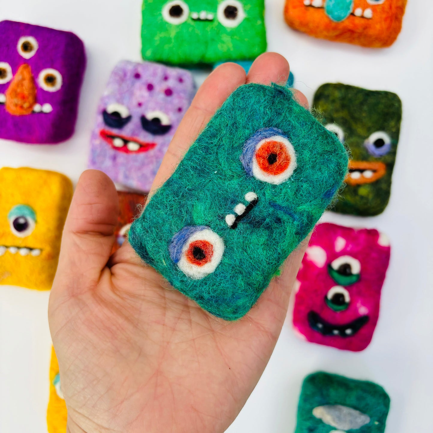 Mini Wool Felted Soaps – Organic 2oz Monster Soap with Fun Stories