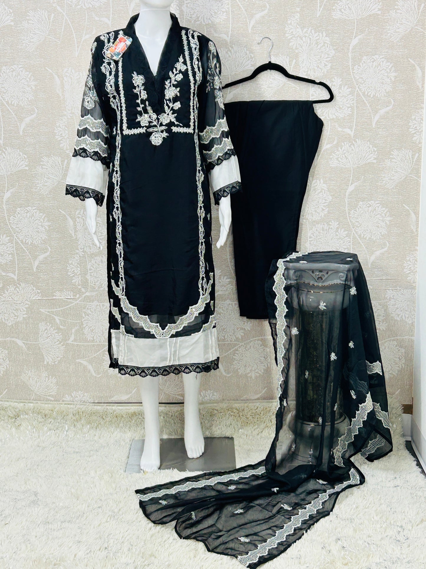 Chanderi silk salwar kameez set : SALE