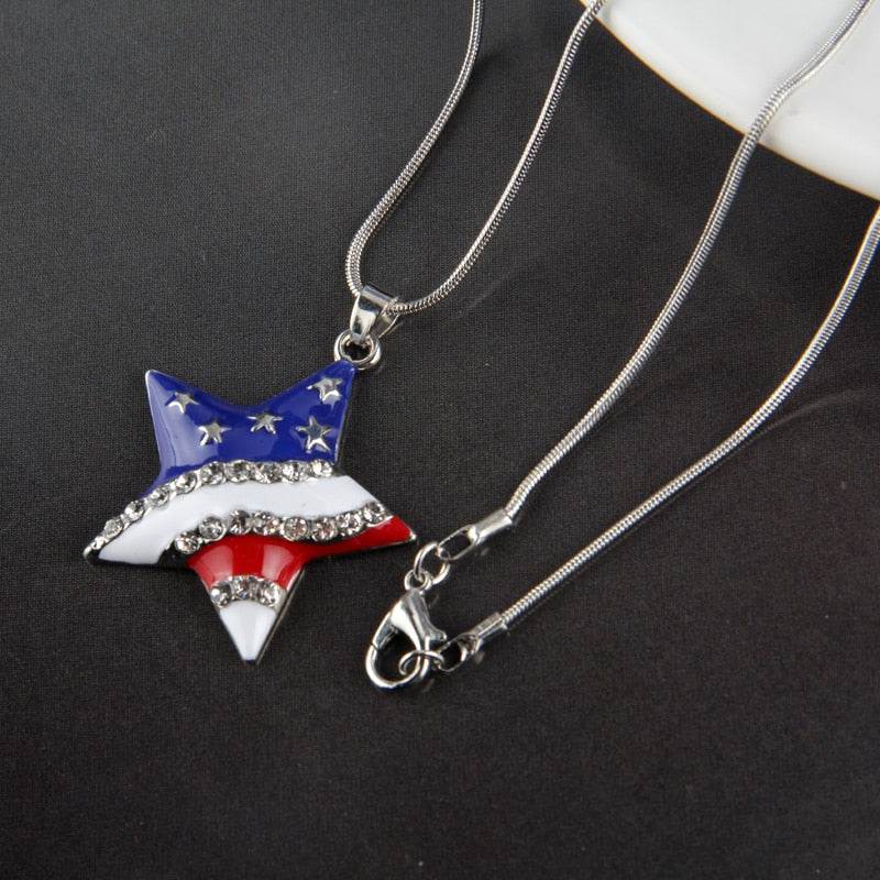 American Flag Heart & Star Necklace - Concordia Style Boutique