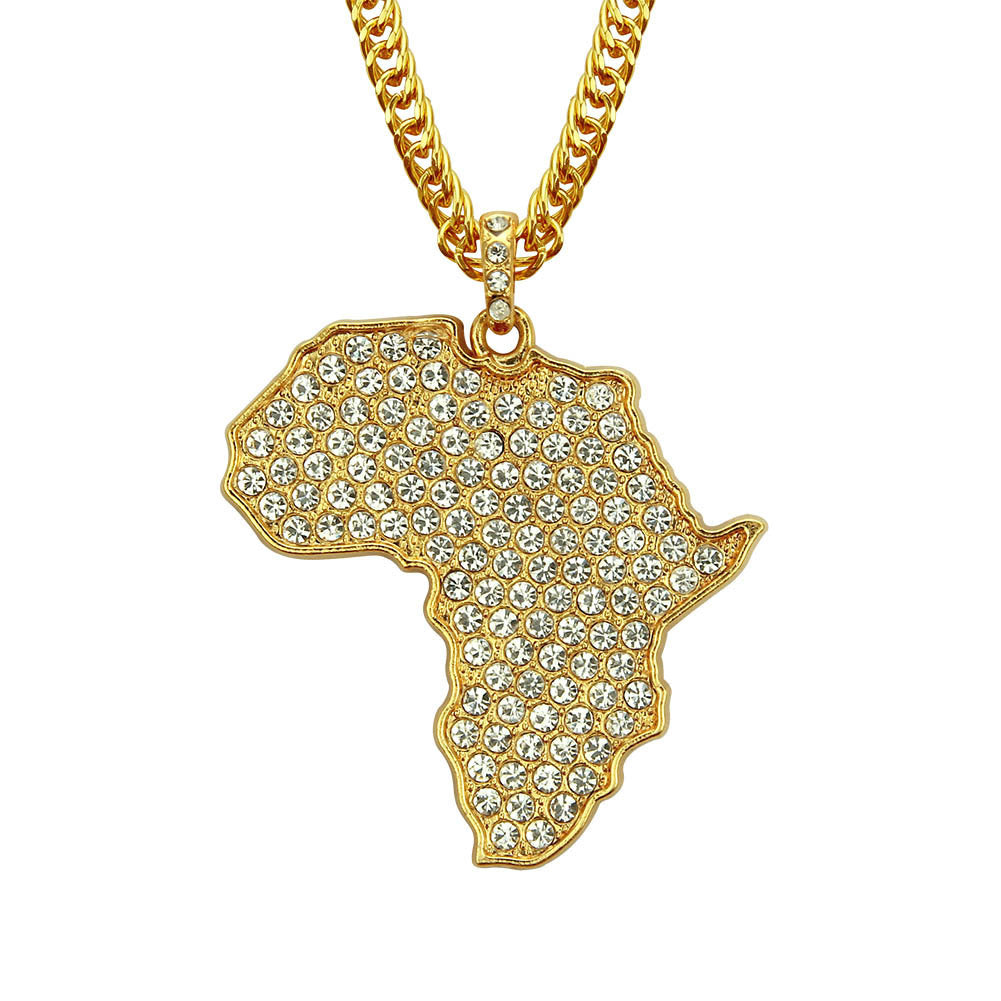 Africa Map Necklace Full Diamond Pendant - Premium Castor Oil from erDouckan - Just $20! Shop now at Concordia Style Boutique