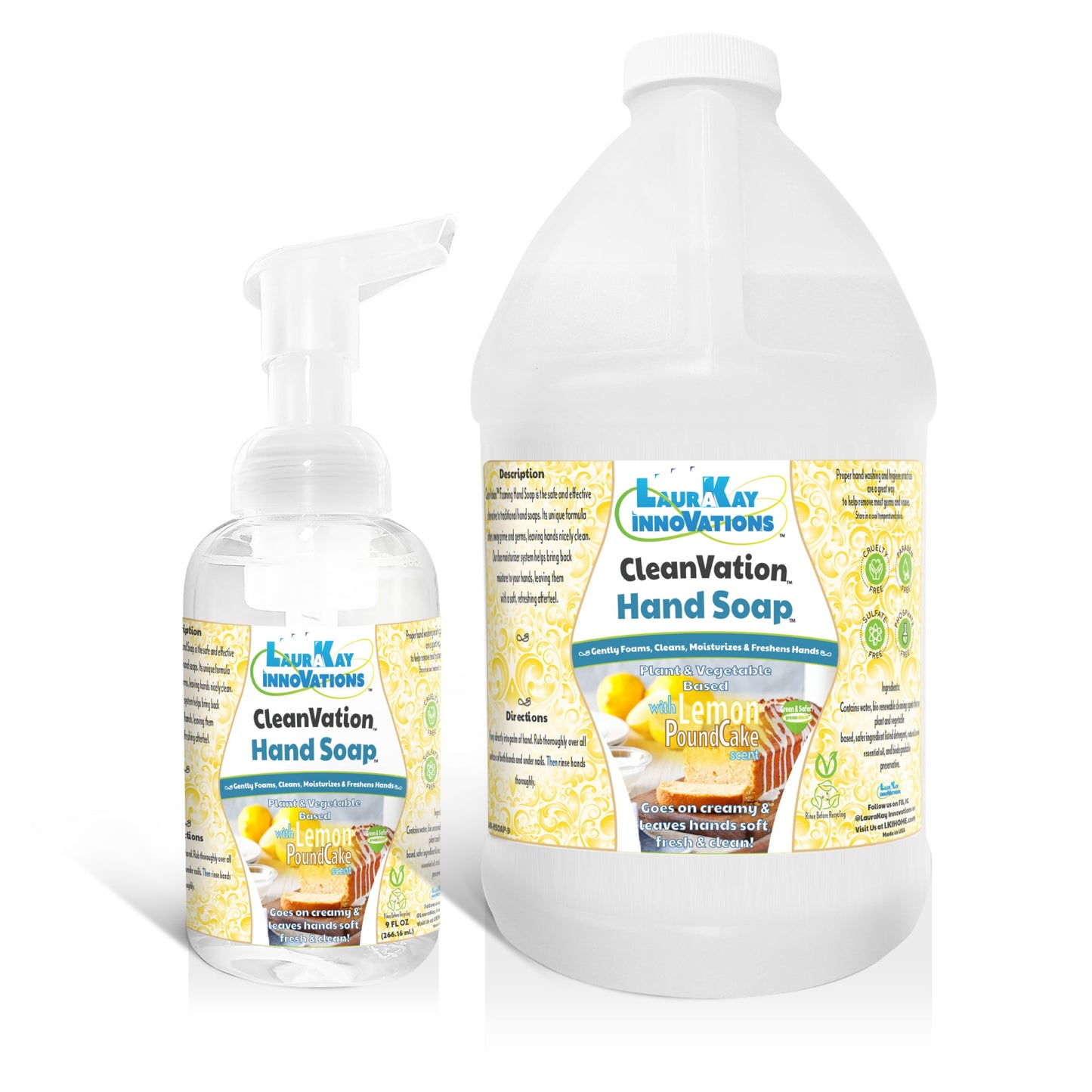 CleanVation HandSoap™ Safer & Effective Foaming Hand Soap Bundle - 9 fl oz and 64 fl oz Refill
