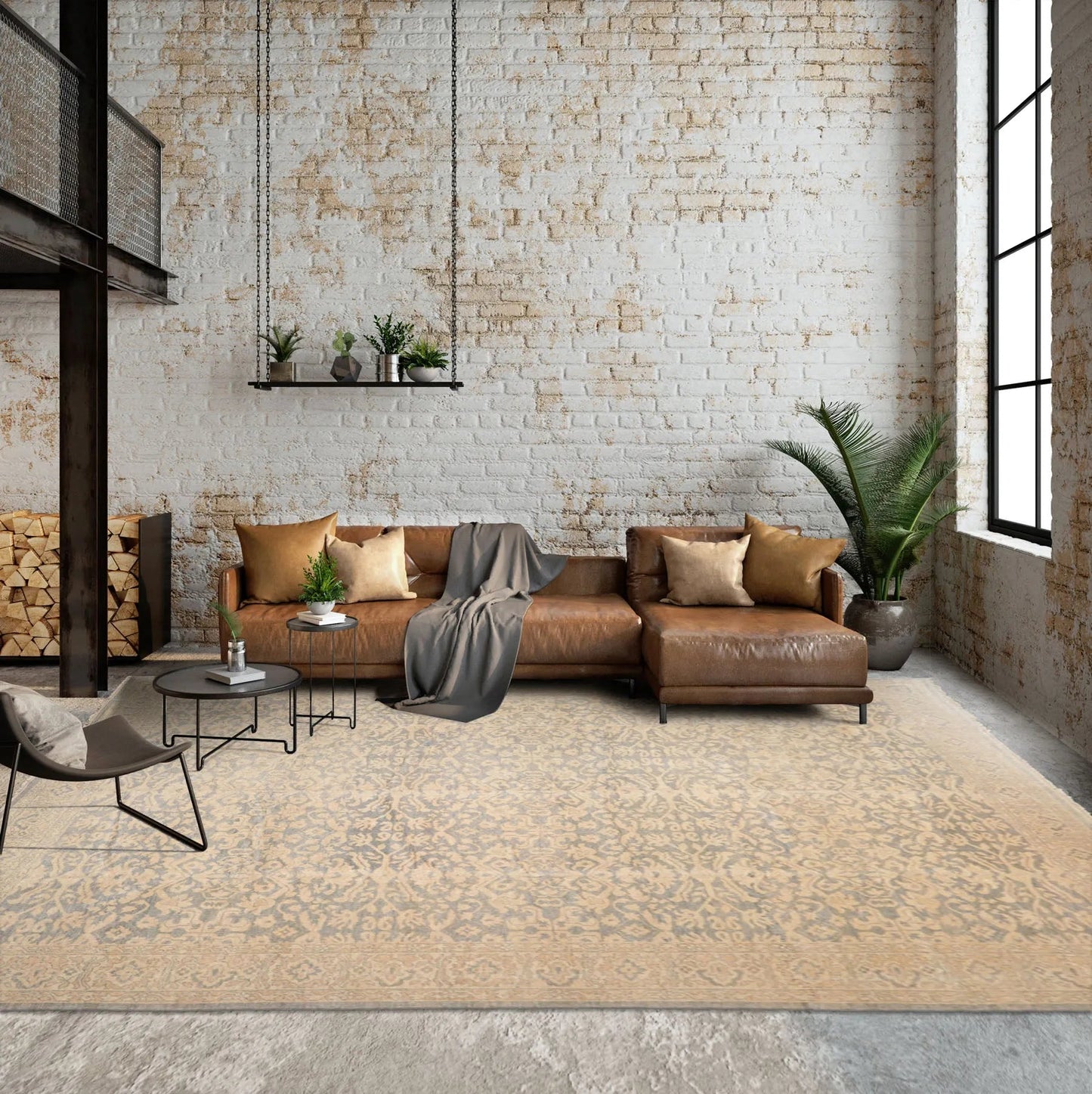 10' x 14' Hand Knotted Wool Antique Reproduction Erased Pattern Area Rug Beige - Concordia Style Boutique