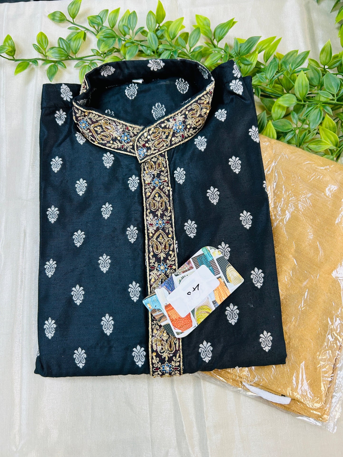 Black silk kurta set