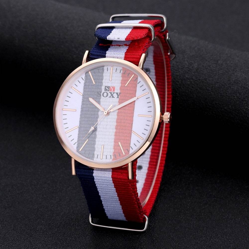 Striped Unisex Watch - Nylon Strap - Concordia Style Boutique