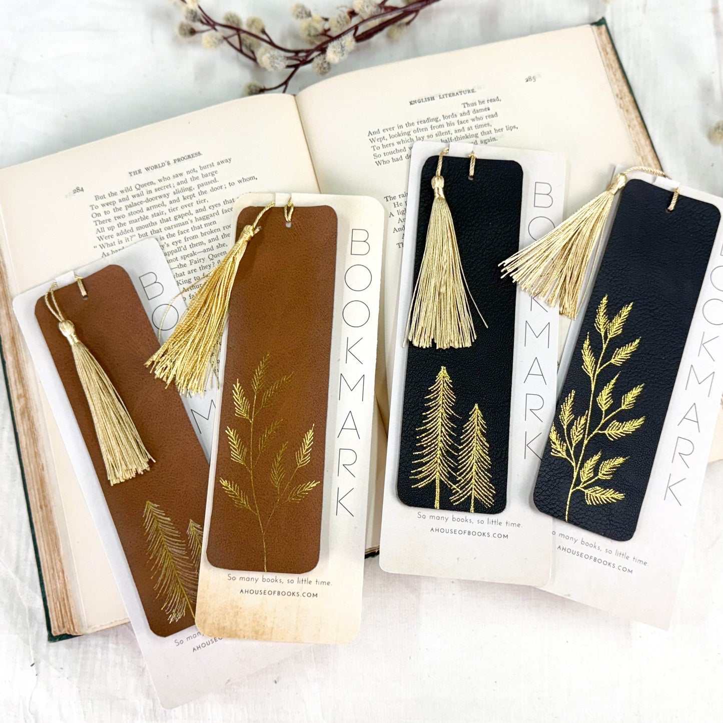 Leather Tassel Bookmarks- Trees - Concordia Style Boutique