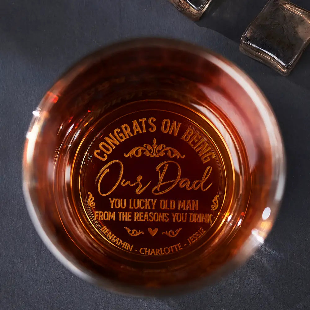 Personalized Engraved Whiskey Glass "Congrats On Being My Dad - From The Reason You Drink" - Personalized Gift - Premium Whiskey Glass from Concordia Style Boutique - Just $25.76! Shop now at Concordia Style Boutique