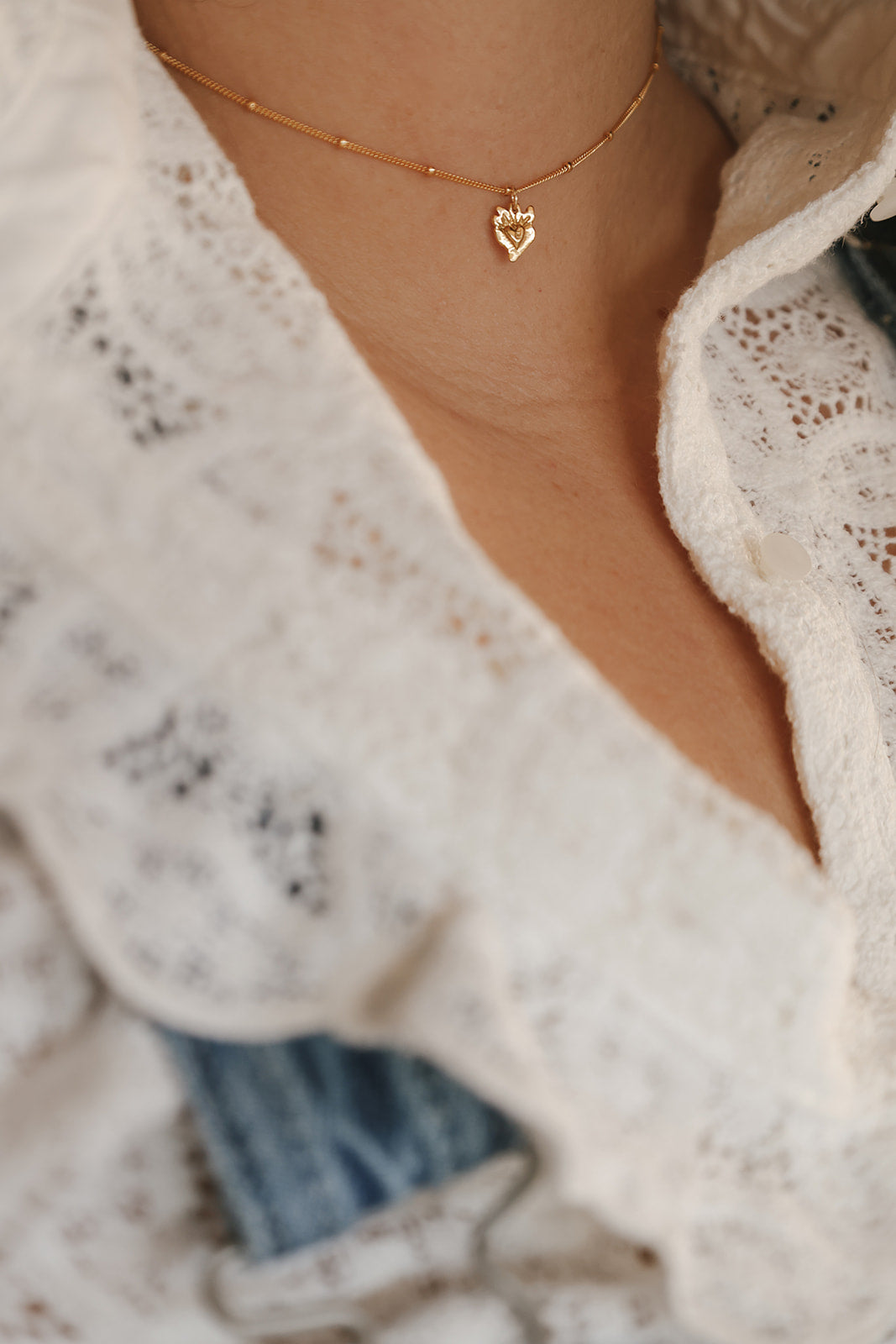 Tiny Sacred Heart Necklace