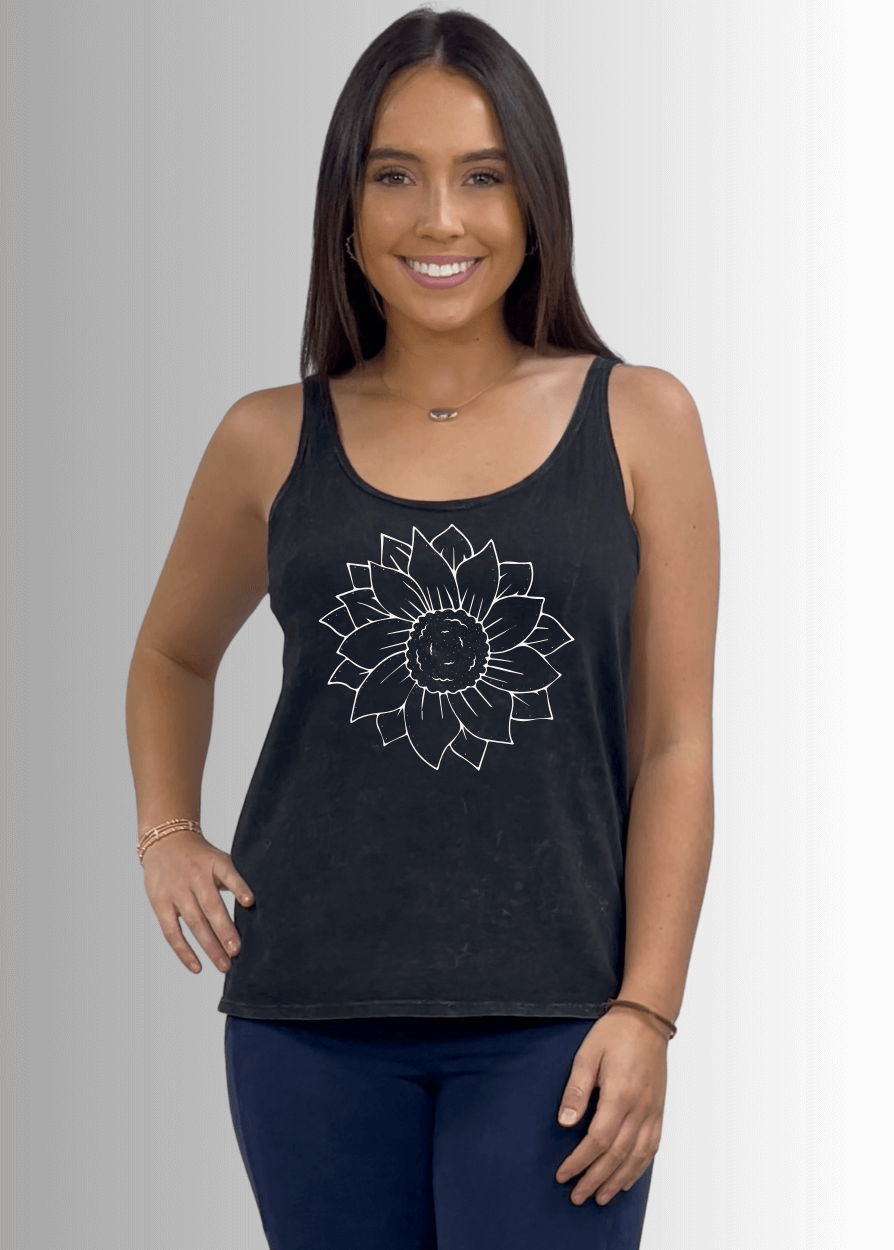 A Simple Flower Graphic Premium USA Made Cotton Tank Top - Concordia Style Boutique