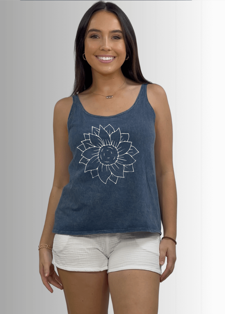 A Simple Flower Graphic Premium USA Made Cotton Tank Top - Concordia Style Boutique