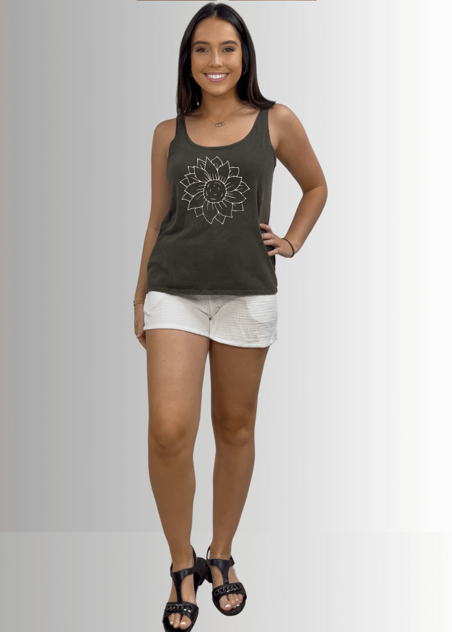 A Simple Flower Graphic Premium USA Made Cotton Tank Top - Concordia Style Boutique