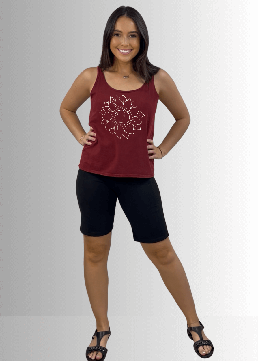 A Simple Flower Graphic Premium USA Made Cotton Tank Top - Concordia Style Boutique