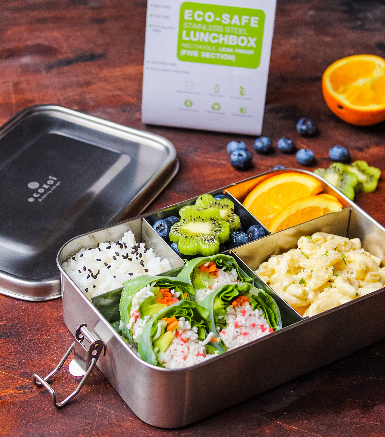 Stainless Steel Lunch Box, 5 Compartment, Leak Proof, 50 Oz - Concordia Style Boutique