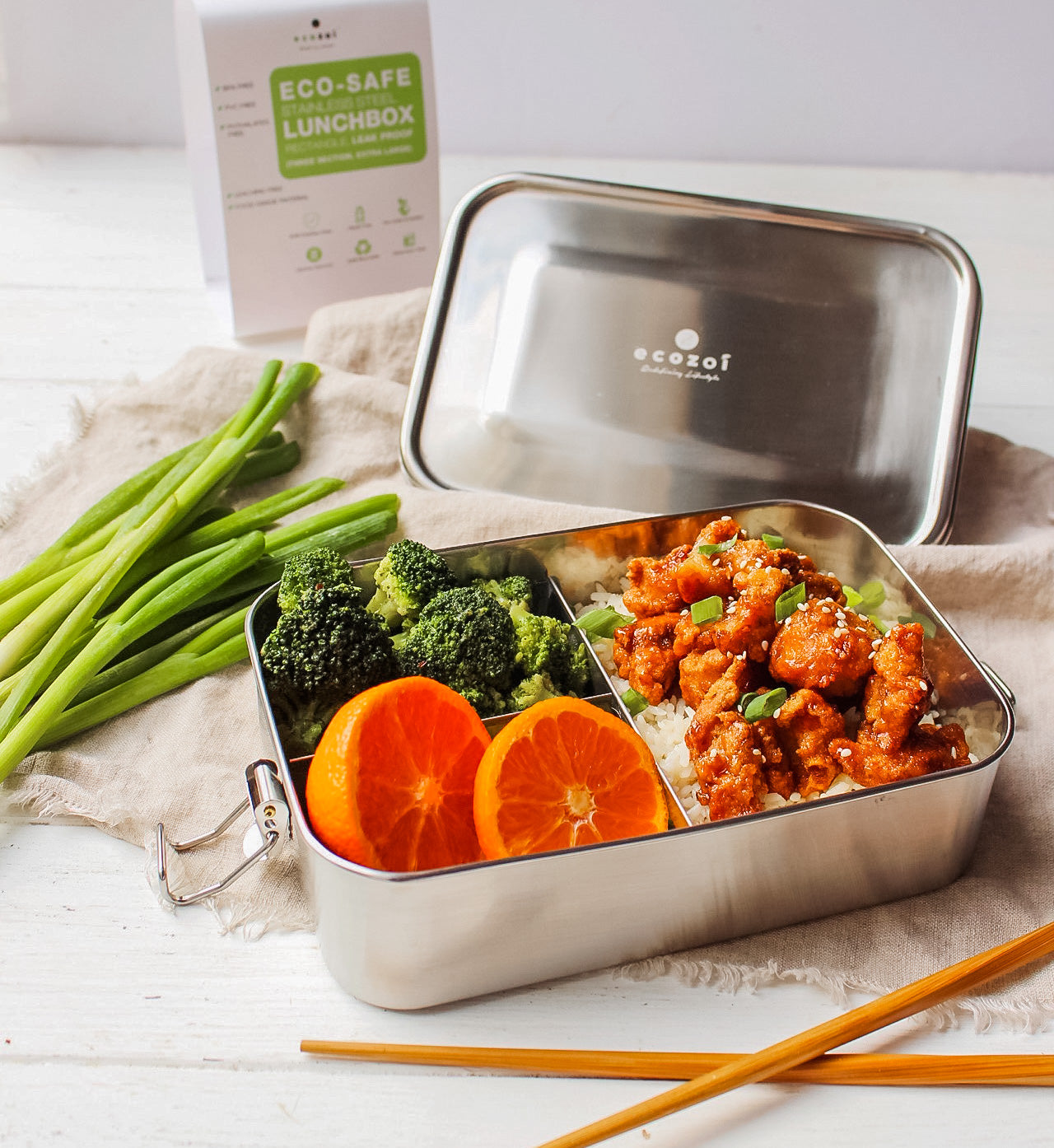 Stainless Steel Lunch Box, 3 Compartment Leak Proof, 50 Oz - Concordia Style Boutique
