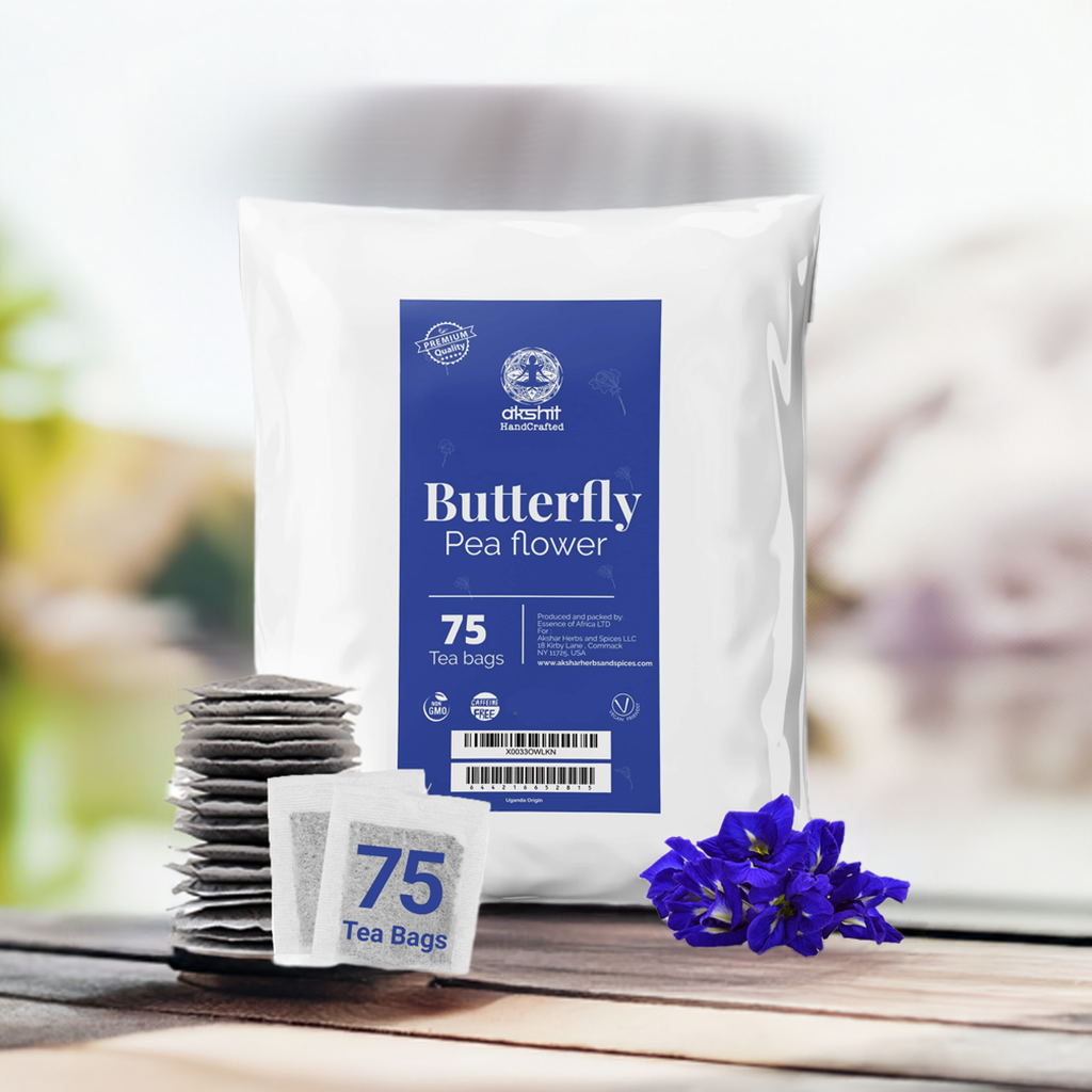 Akshit Butterfly Pea Flower ( Blue Tea ) - 75 Tea Bags, Natural Dried Butterfly Pea Flowers, Caffeine-Free, NON-GMO