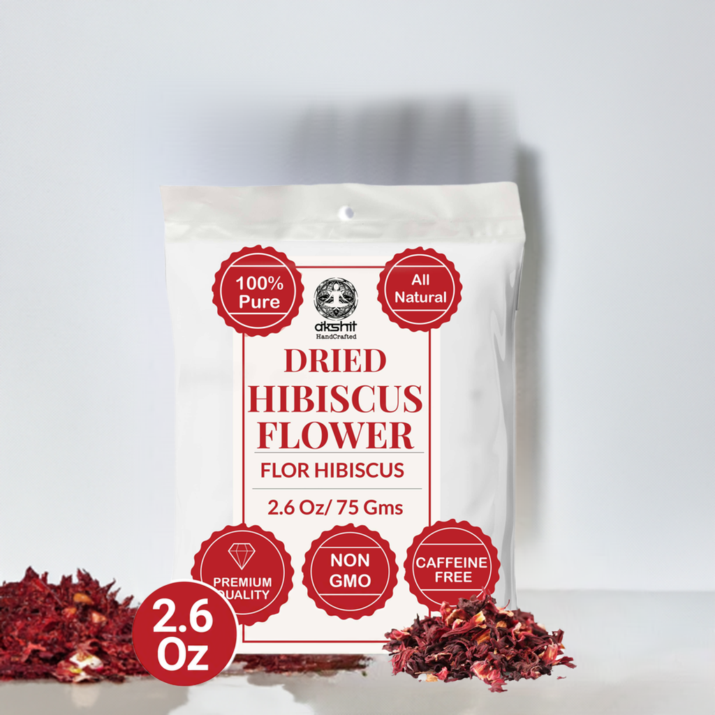 Akshit Hibiscus flowers 2.6 oz Herbal Tea | Flor de Jamaica tea | Dried Hibiscus | Loose Leaf Tea | Caffeine-Free | Vegan Friendly | Fleurs d'hibiscus bio Akshit