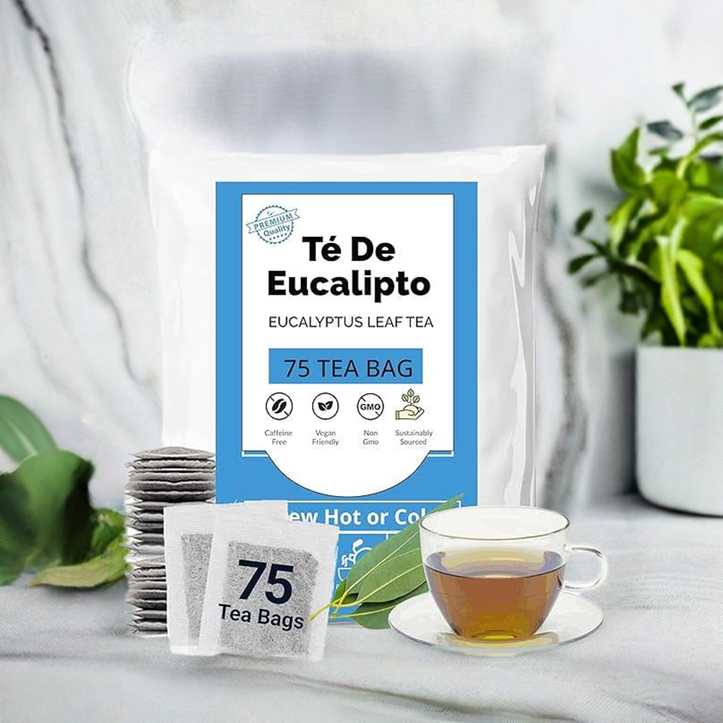 Akshit Eucalyptus Tea Bags - 75 Bags, Pure Eucalyptus Leaves,(te de eucalyptus) Caffeine-Free Herbal Tea, 5oz, Te De Eucalipto