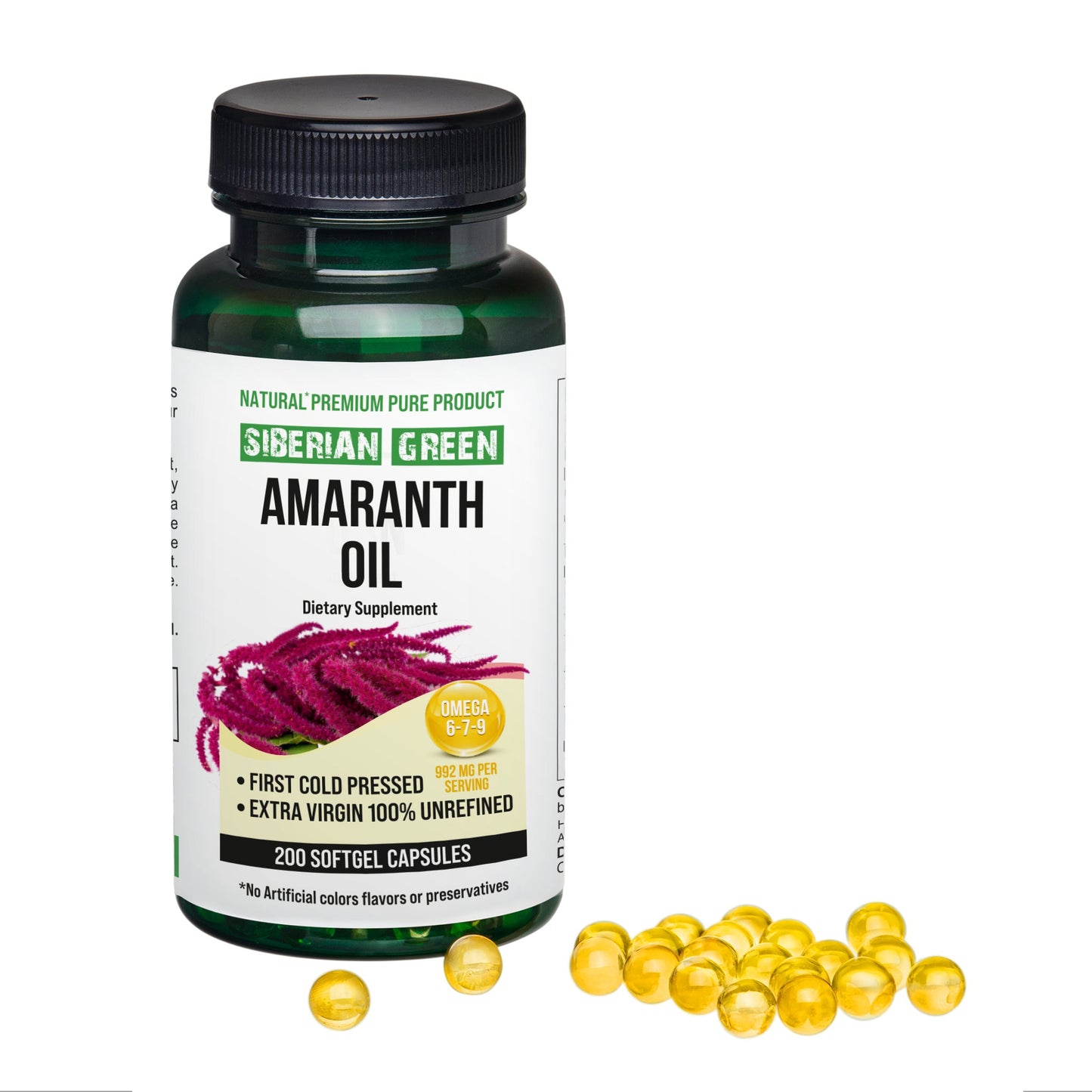 Siberian Green Amaranth Seed Oil Capsules – 200 Softgels | Cold Pressed & Unrefined - Concordia Style Boutique