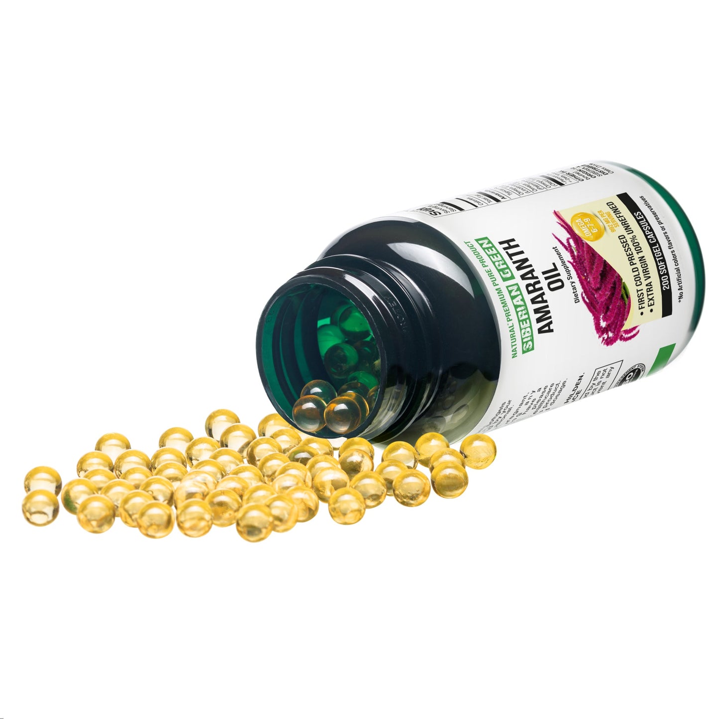 Siberian Green Amaranth Seed Oil Capsules – 200 Softgels | Cold Pressed & Unrefined - Concordia Style Boutique