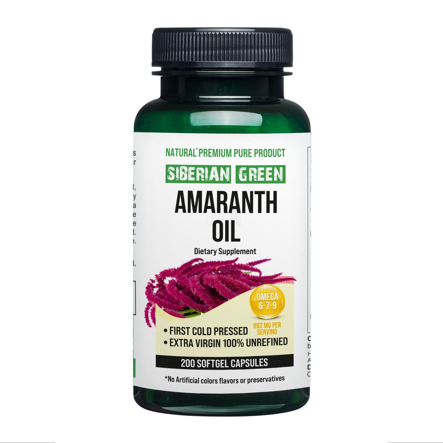 Siberian Green Amaranth Seed Oil Capsules – 200 Softgels | Cold Pressed & Unrefined - Concordia Style Boutique