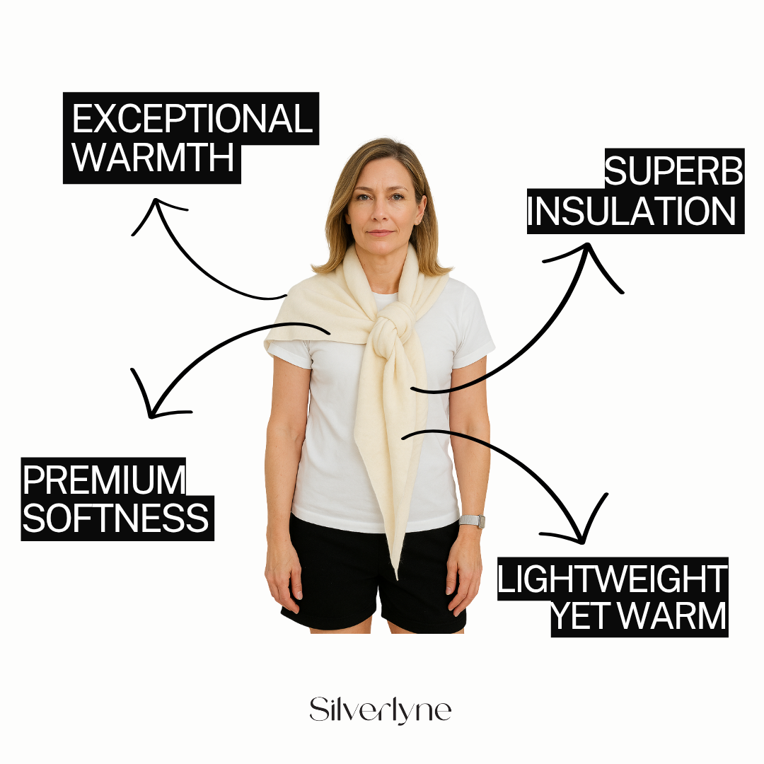 Angora and Wool | Triangle Knit Scarf (solid, beige)