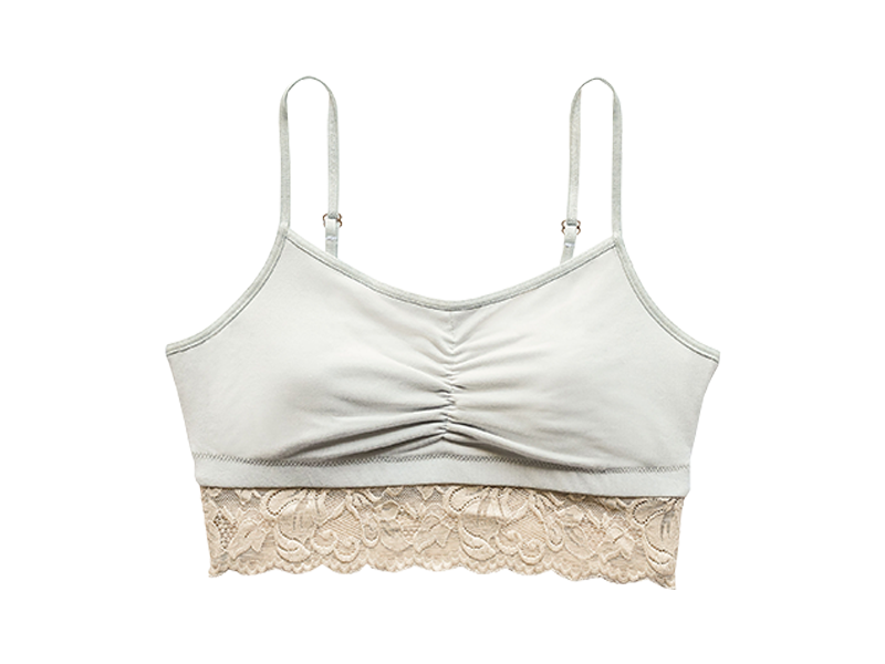 Astrid Bralette with Lace, Champagne/Grey