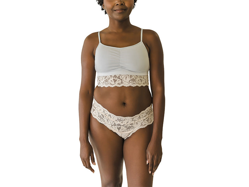 Astrid Bralette with Lace, Champagne/Grey