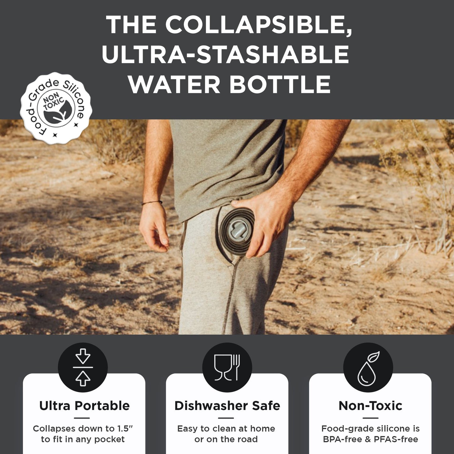 Collapsible Water Bottle | 25oz - Concordia Style Boutique