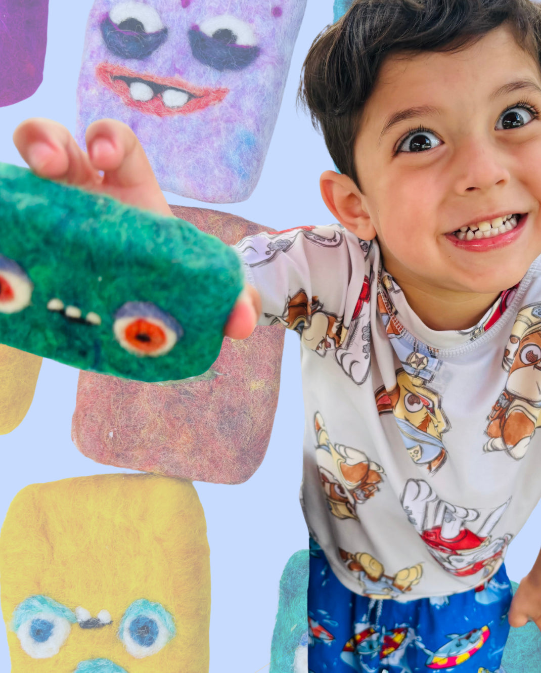 Mini Wool Felted Soaps – Organic 2oz Monster Soap with Fun Stories