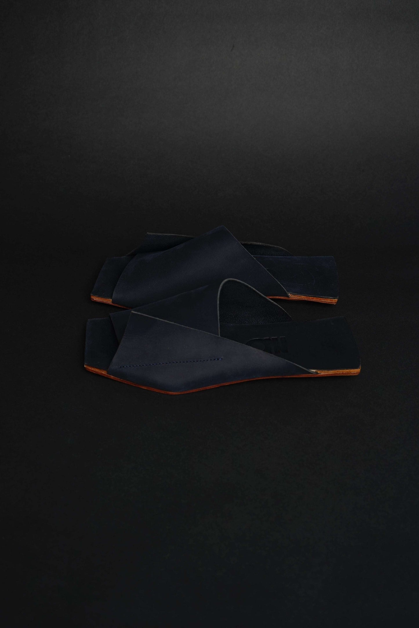 Amos Handcrafted Navy Leather Slides