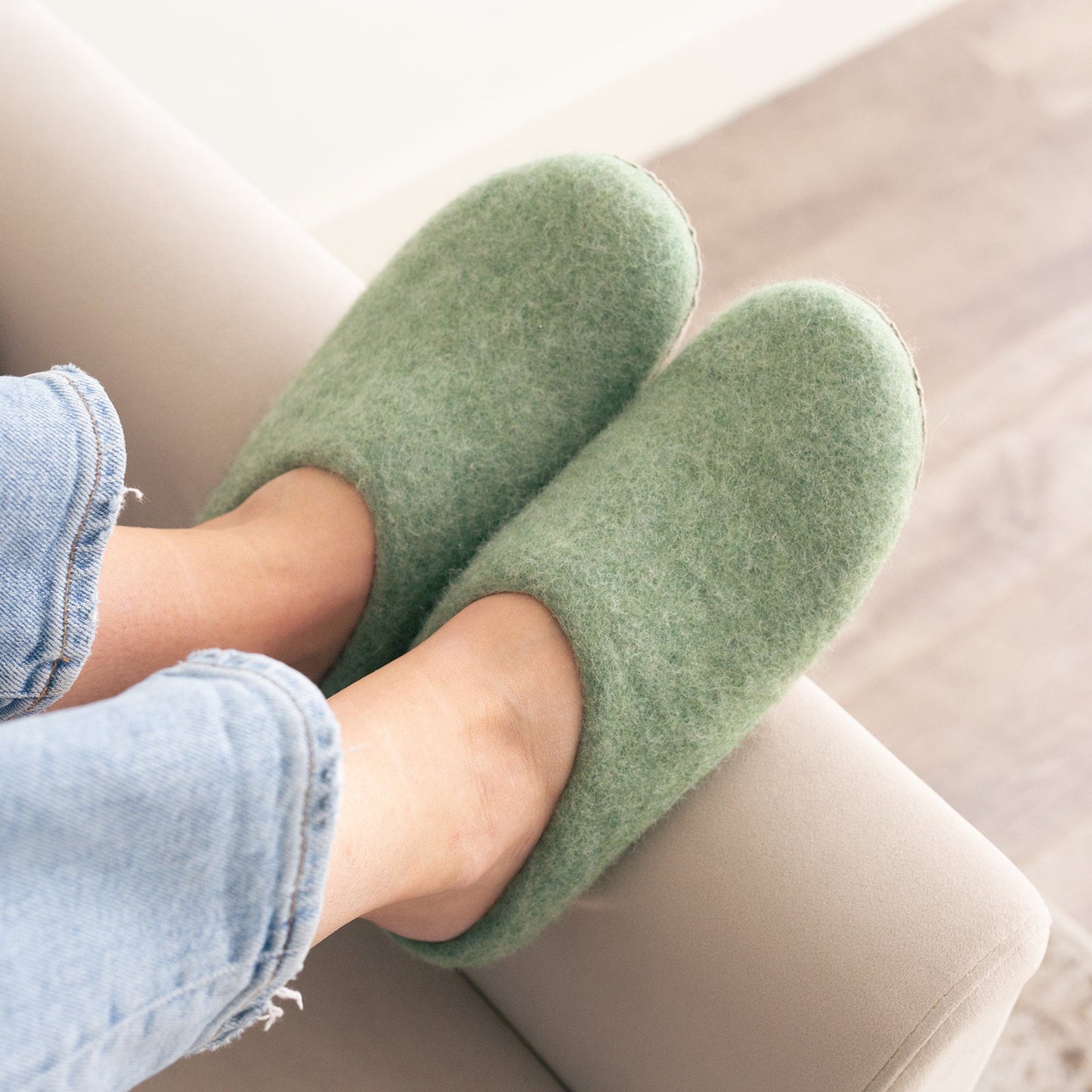 Eucalyptus Green | Luxury Organic Merino Wool Slippers - Concordia Style Boutique