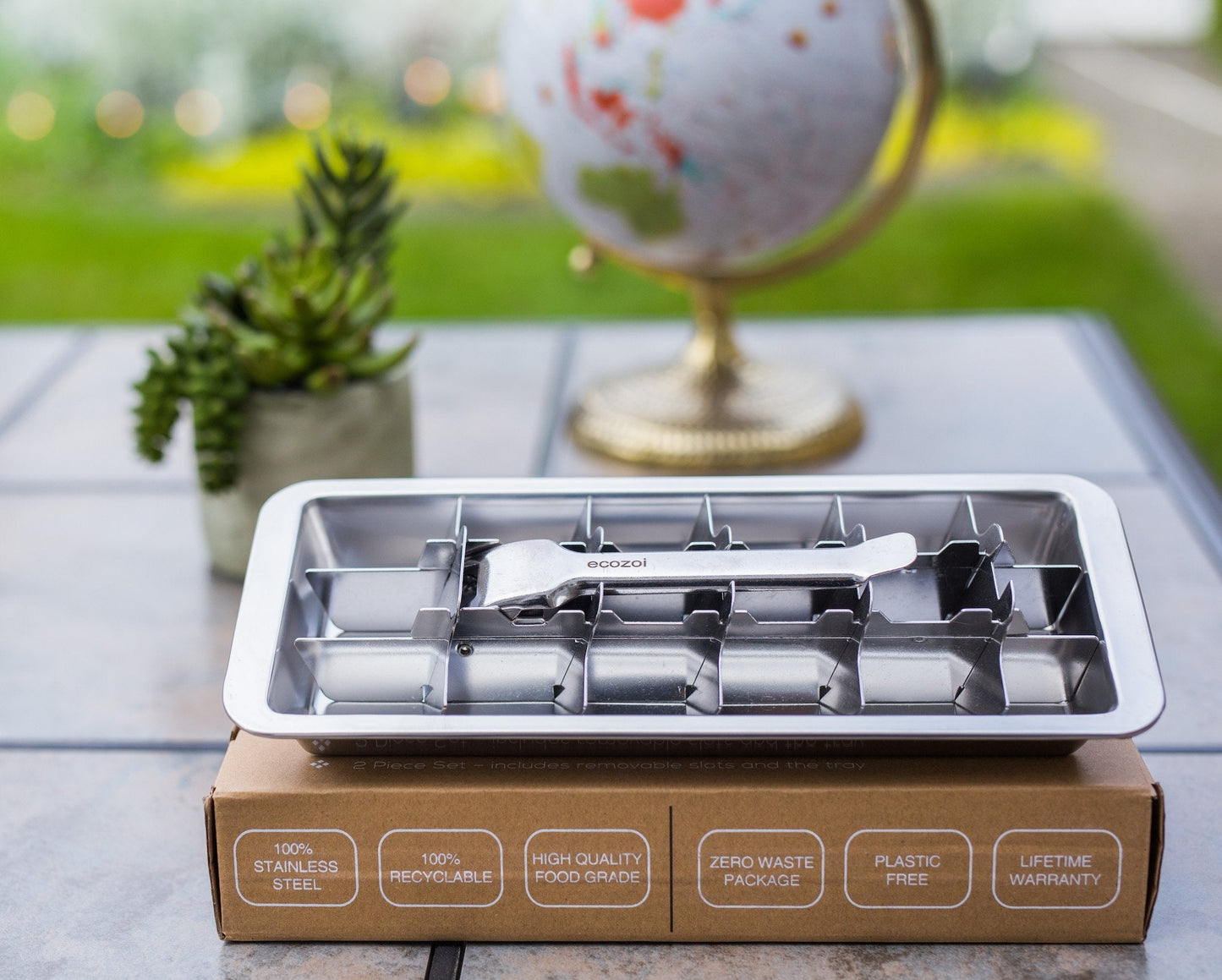 Stainless Steel Ice Cube Tray with Easy Release Handle, Vintage Design - Concordia Style Boutique
