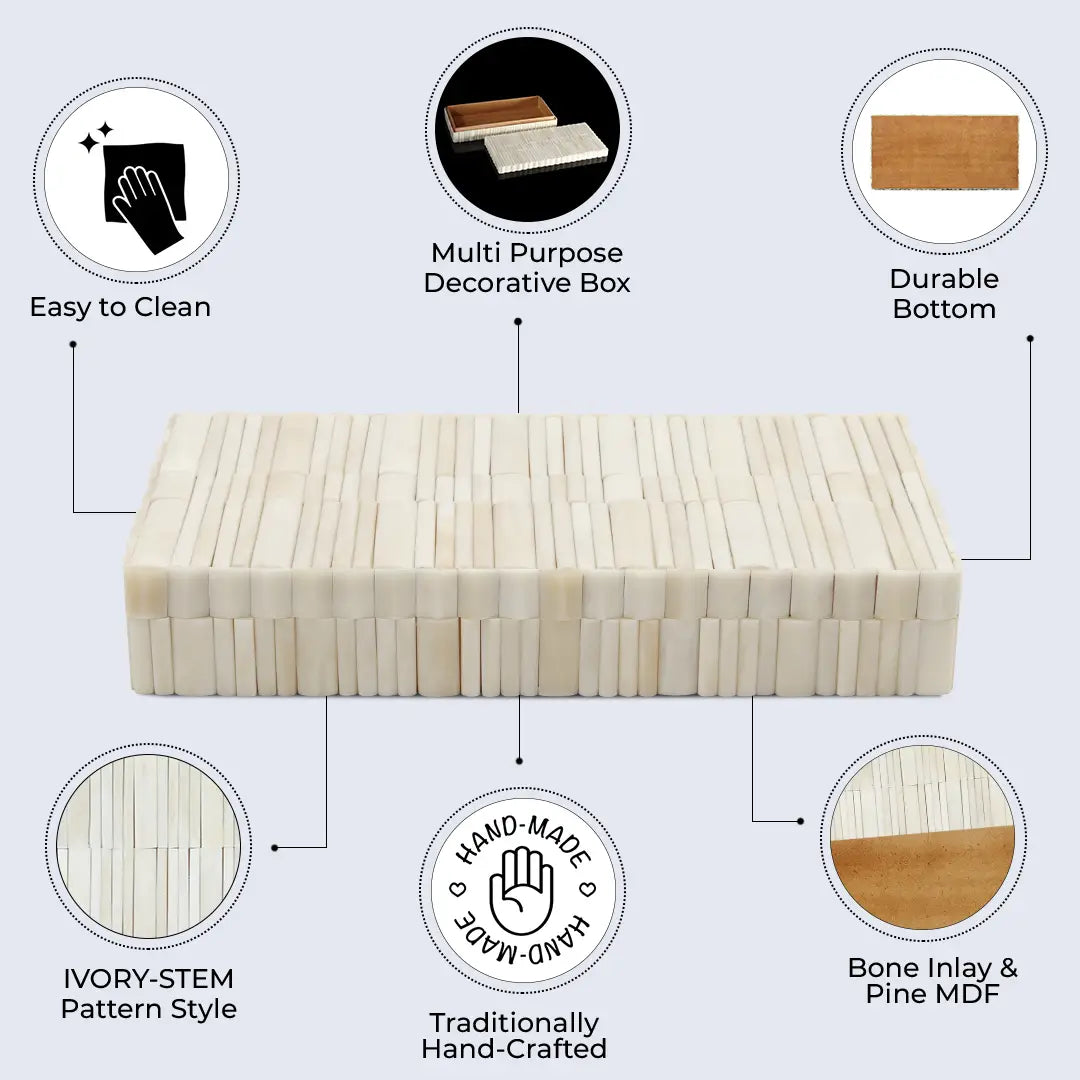 Ivory Stem Bone Inlay Decorative Storage Box 7 Sizes - Concordia Style Boutique