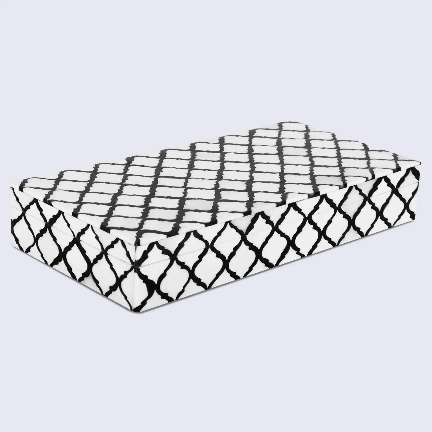 Moroccan Bone & Resin Inlay Decorative Storage Box in 9 Sizes, Black & White - Concordia Style Boutique