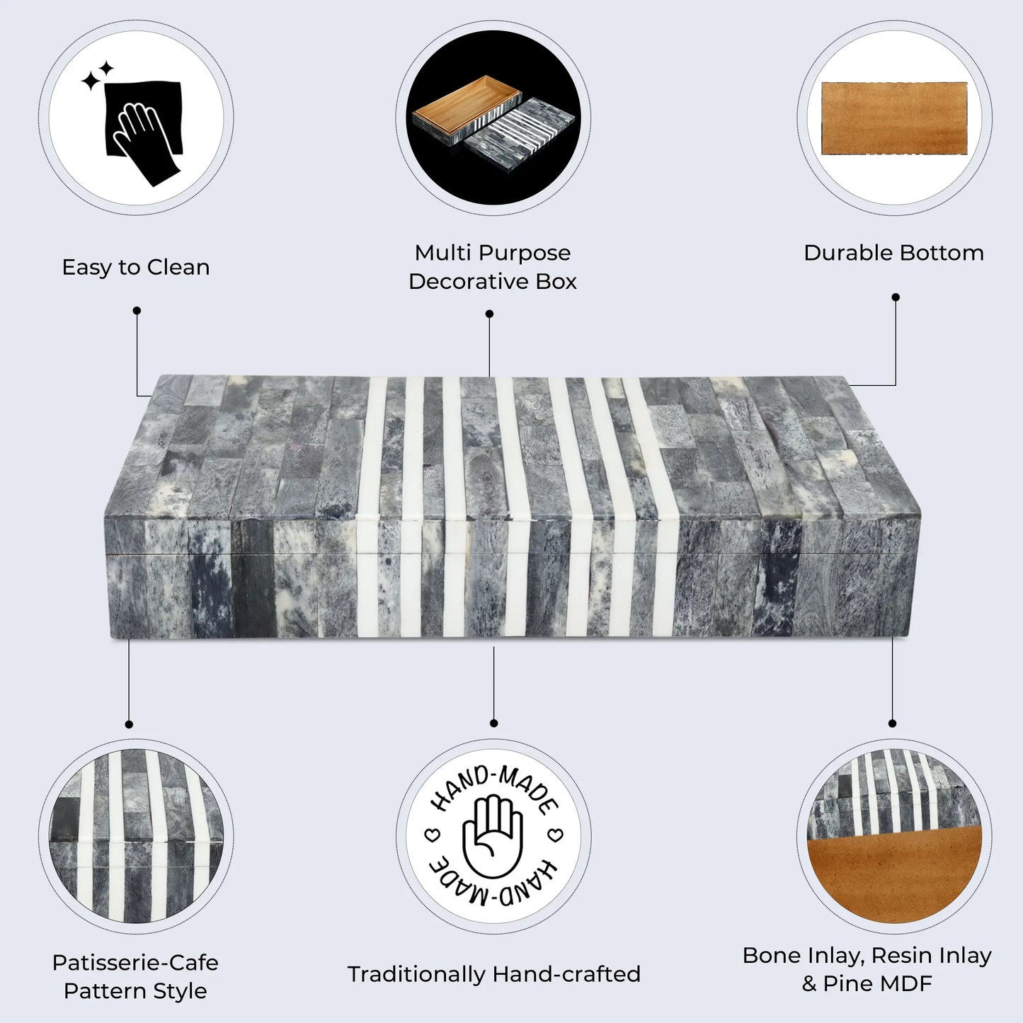 Patisserie Cafe Bone & Resin Inlay Decorative Storage Box - 7 Sizes - Concordia Style Boutique