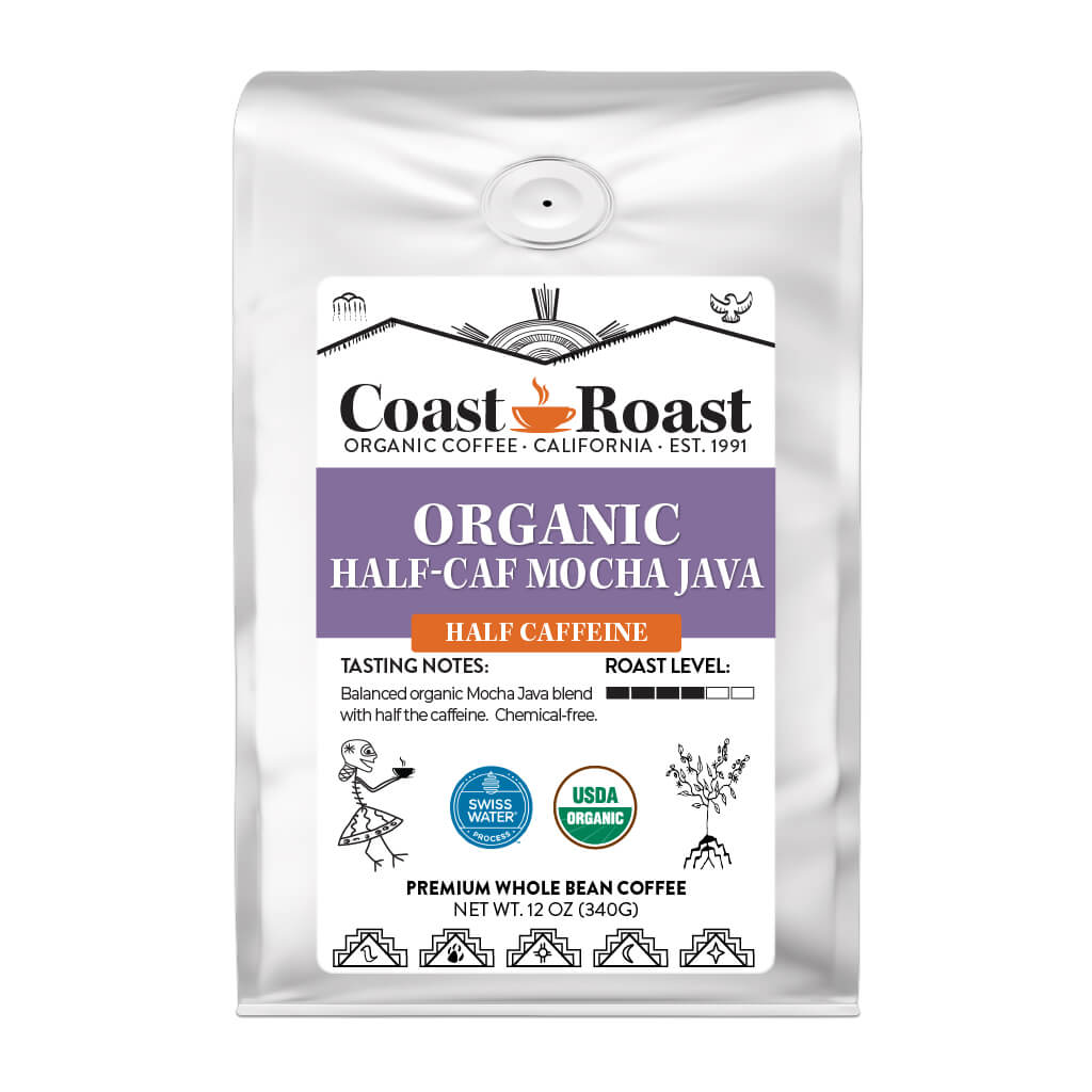 Organic Swiss Water Half-Caf Mocha Java Whole Bean Coffee - Concordia Style Boutique
