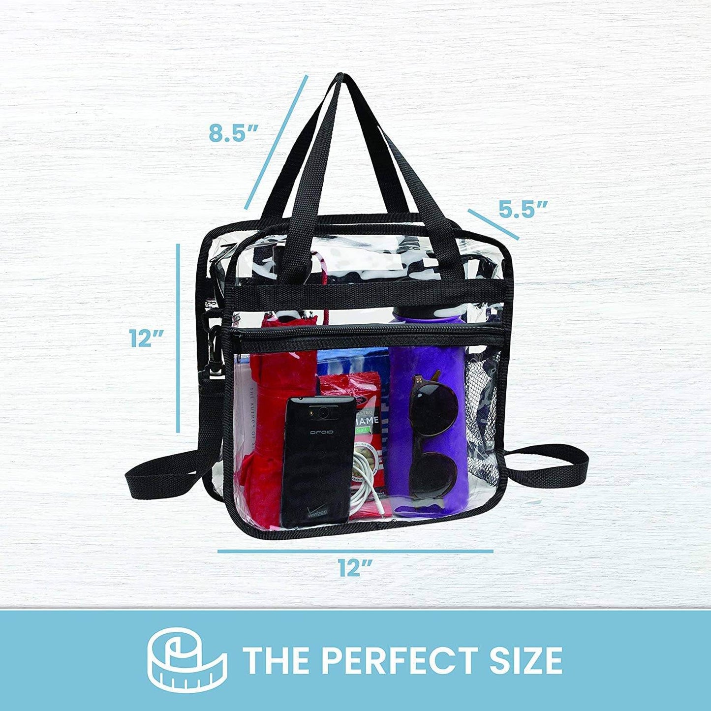 Bagsko Clear Bag, Stadium Approved With Zipper Closure And Front Pocket - Concordia Style Boutique