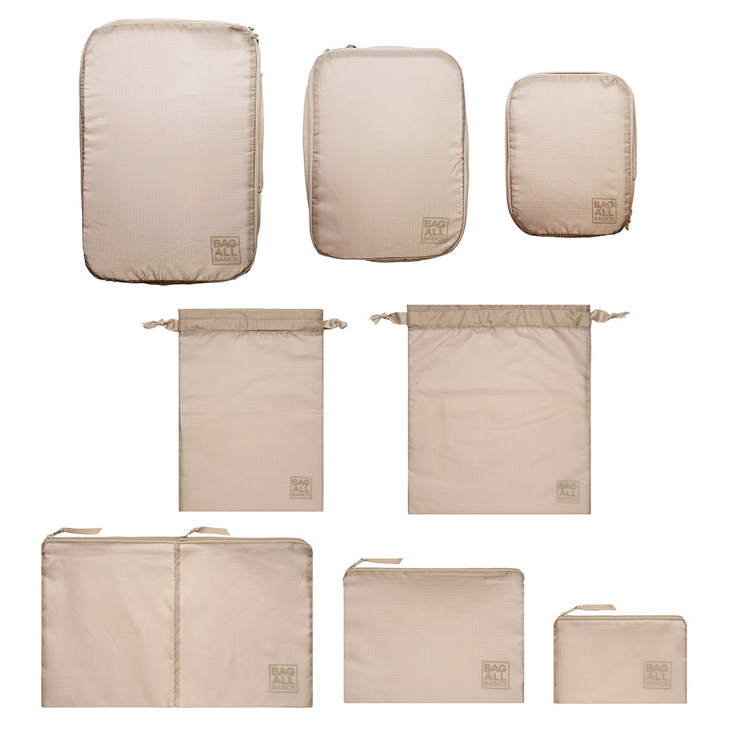 Compression Cubes & Packing Bags Set, 8-pack, Taupe - Concordia Style Boutique