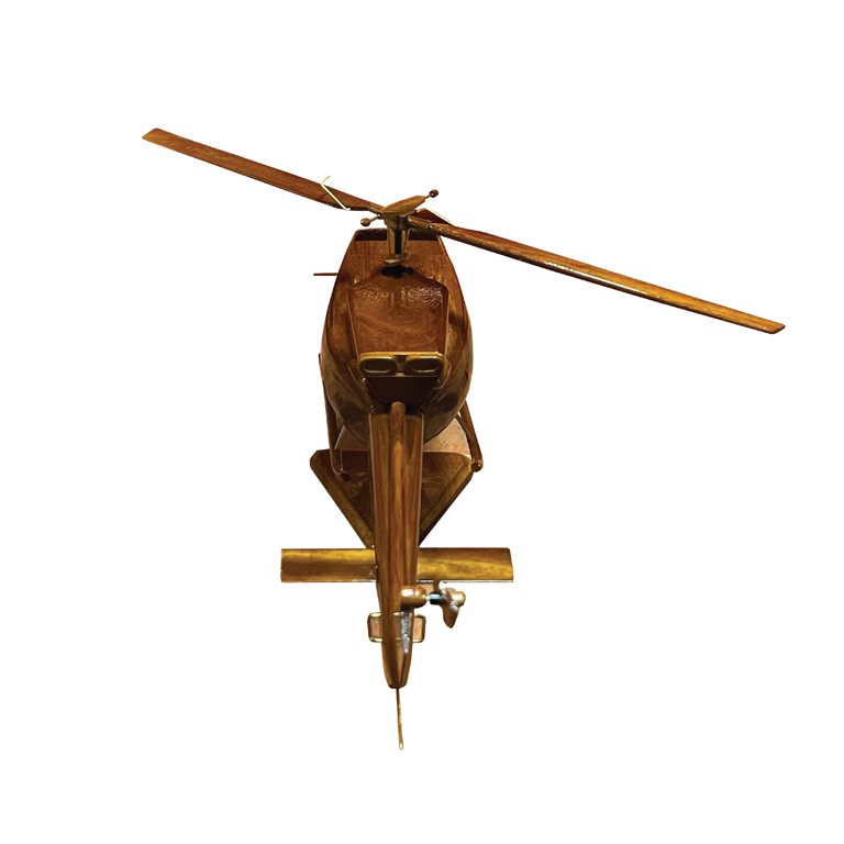 Bell 212 Mahogany Wood Desktop Helicopter Model
