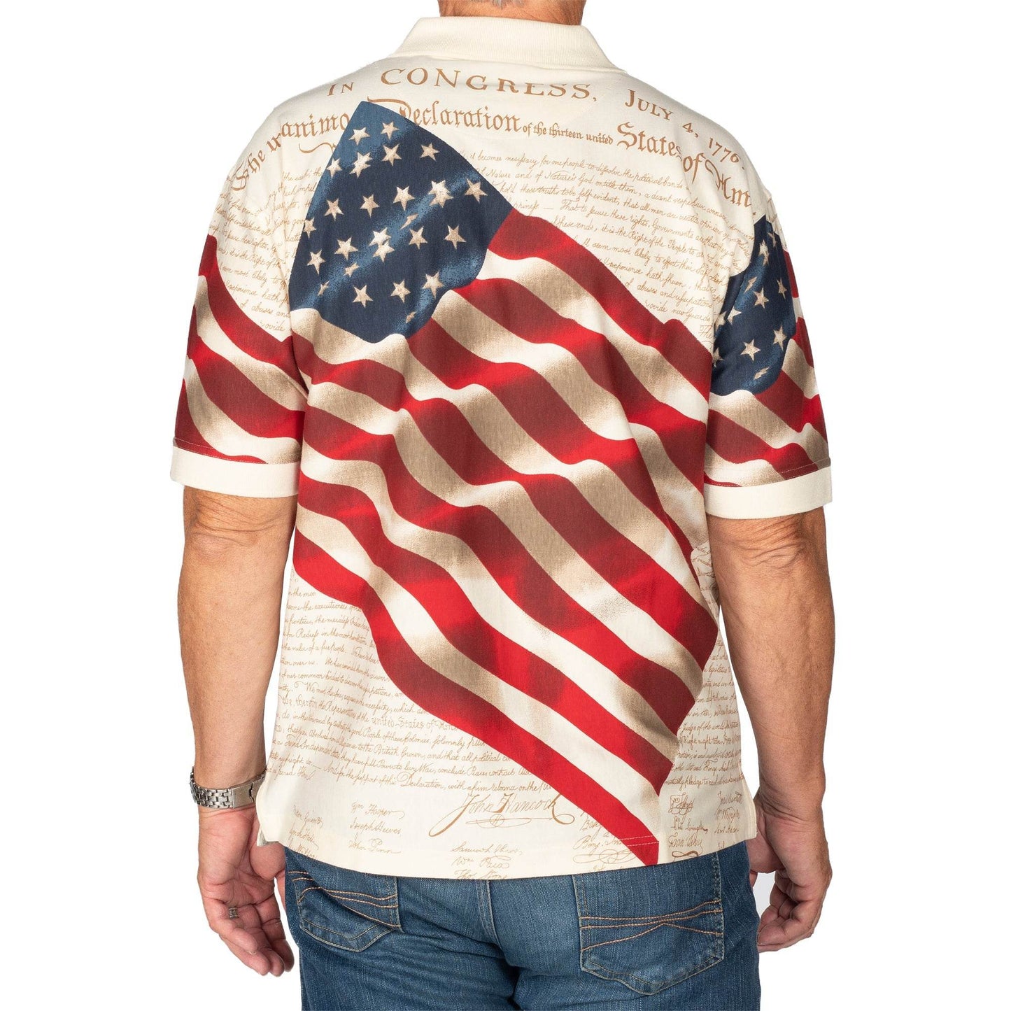 Men's Patriotic American Waving Flag 100% Cotton Polo Shirt - Concordia Style Boutique