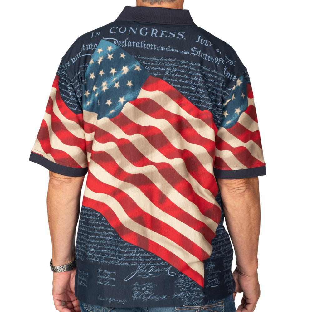 Men's Patriotic Waving American Flag 100% Cotton Polo Shirt - Premium shirt from The Flag Shirt - Just $39.99! Shop now at Concordia Style Boutique