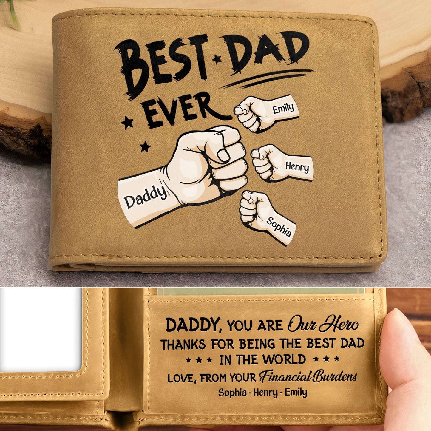 Personalized Leather Wallet - "Best Dad Ever" - Personalized Gift - Premium Leather Wallet from Concordia Style Boutique - Just $31.02! Shop now at Concordia Style Boutique