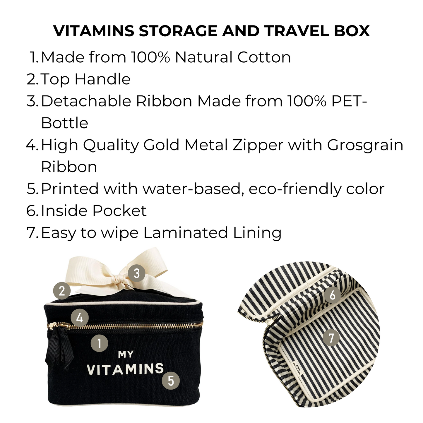 Vitamins Storage and Travel Box, Black - Concordia Style Boutique