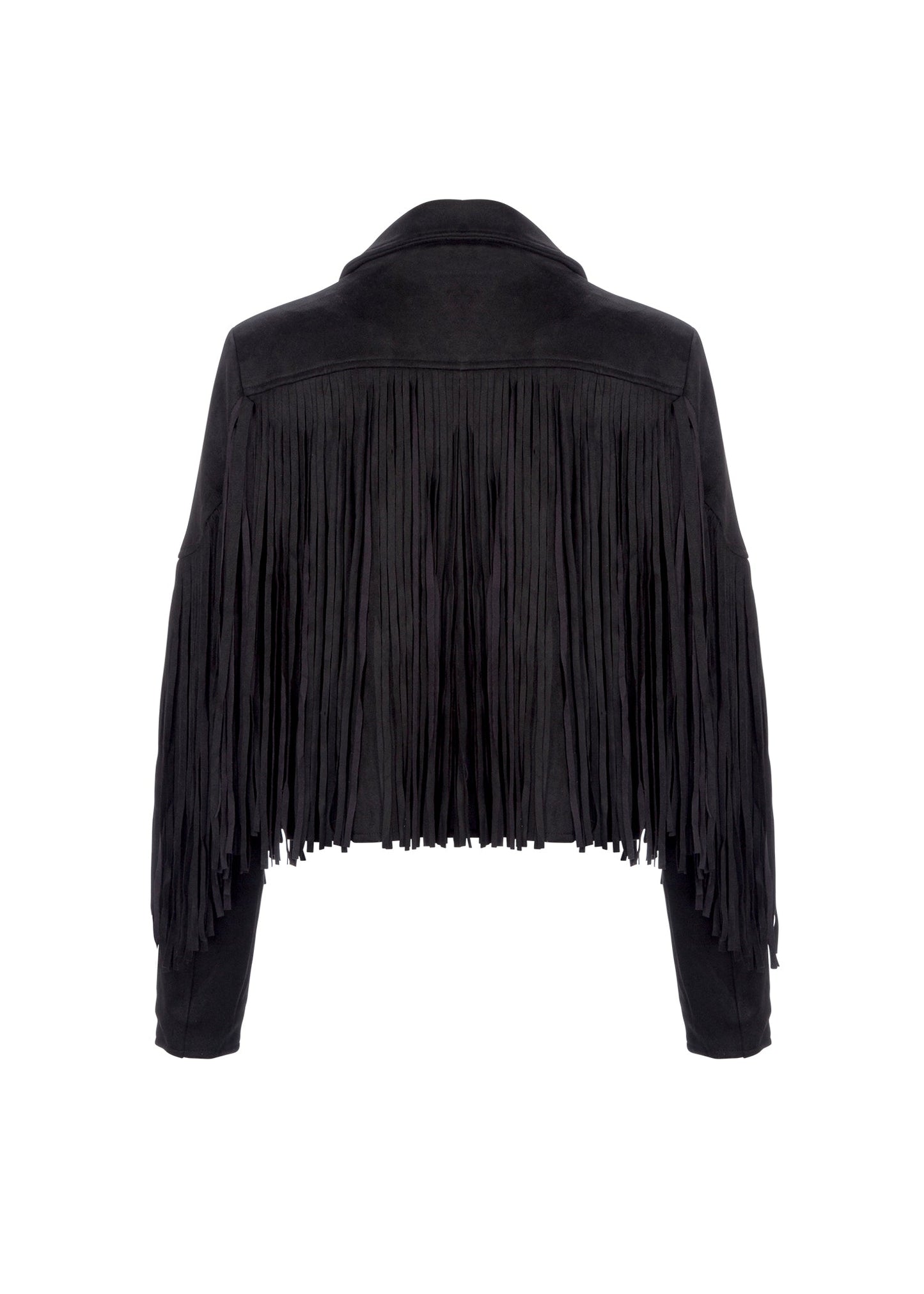 Black Faux Suede Moto Jacket with Fringe - Concordia Style Boutique