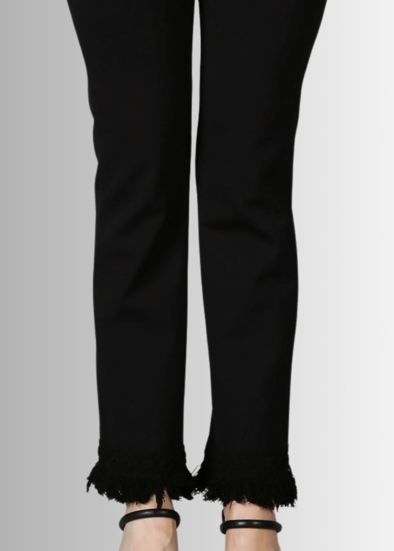 Black Plus Size Crochet Fringe Hem Pants - Concordia Style Boutique