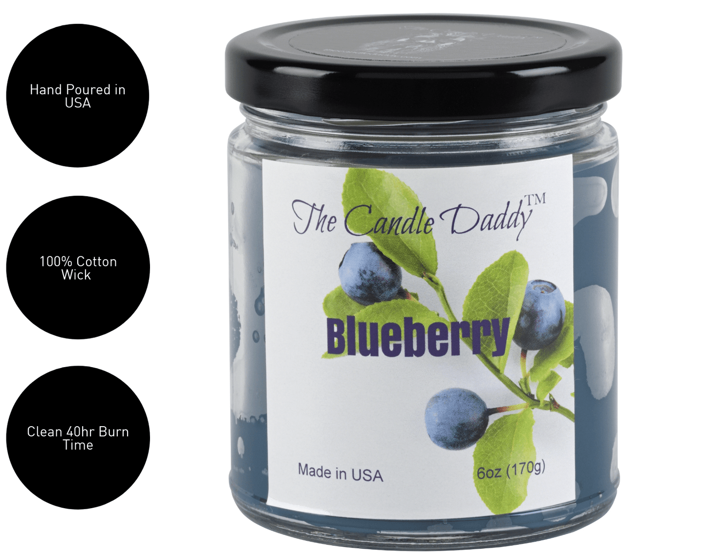 Blueberry - Blueberry Scented 6oz Jar Candle - The Candle Daddy