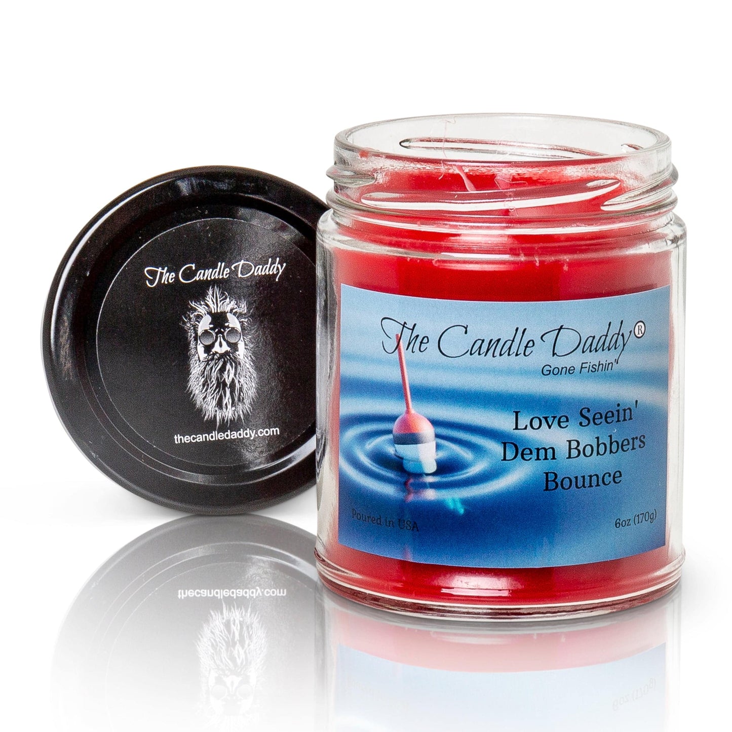 The Candle Daddy's Gone Fishin' -Love Seein' Dem Bobbers Bounce - Ripe Melons Scented Melt- Maximum Scent Jar Candle- 6 oz- 40 Hour Burn Time