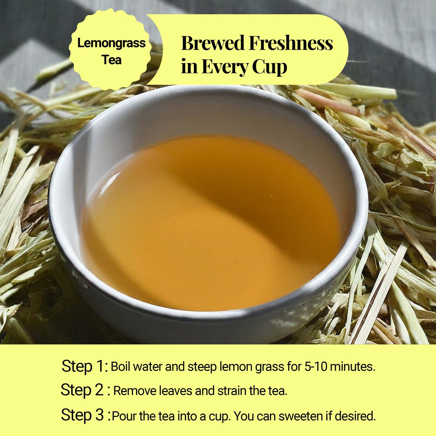 Akshit Dried Lemongrass Leaves | Dried Lemongrass Tea | Loose Leaf Tea | Te De Limon | Lemon Grass Leaves| 2.6 oz I limón césped I Citronnelle Bio Akshit