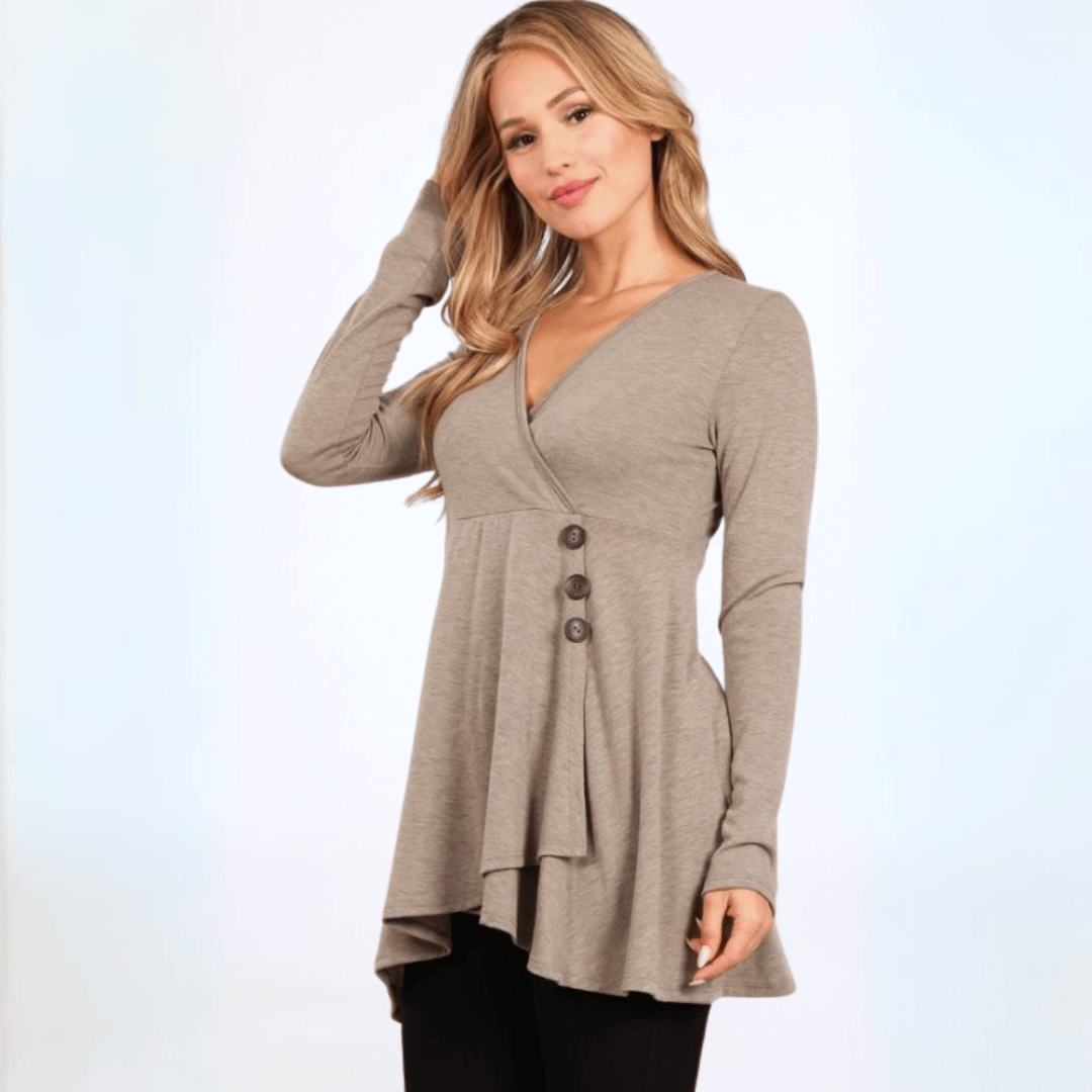 A Feminine Touch V-Neck A-Line Fit Tunic Made in USA - Concordia Style Boutique