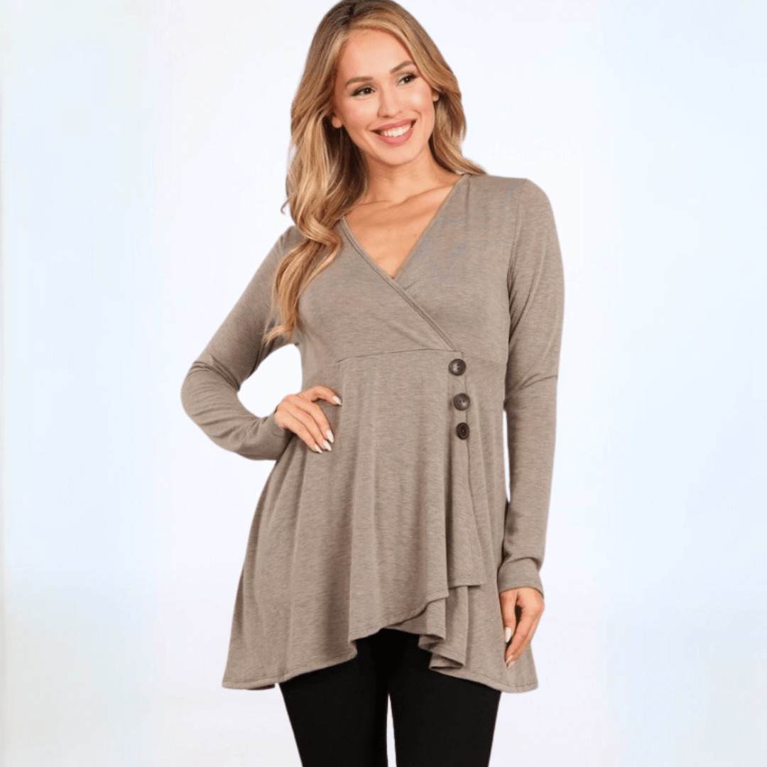 A Feminine Touch V-Neck A-Line Fit Tunic Made in USA - Concordia Style Boutique